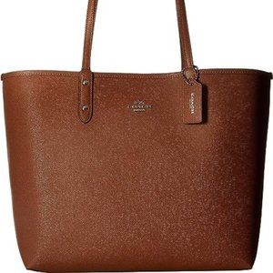 COACH large brown leather tote (city tote)
